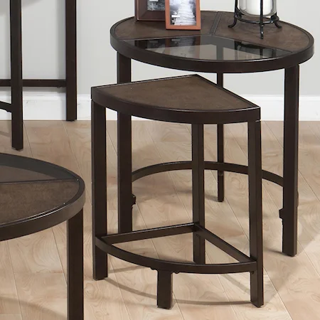 Casual Nesting Tables with Tempered Glass and Synthetic Stone Tops